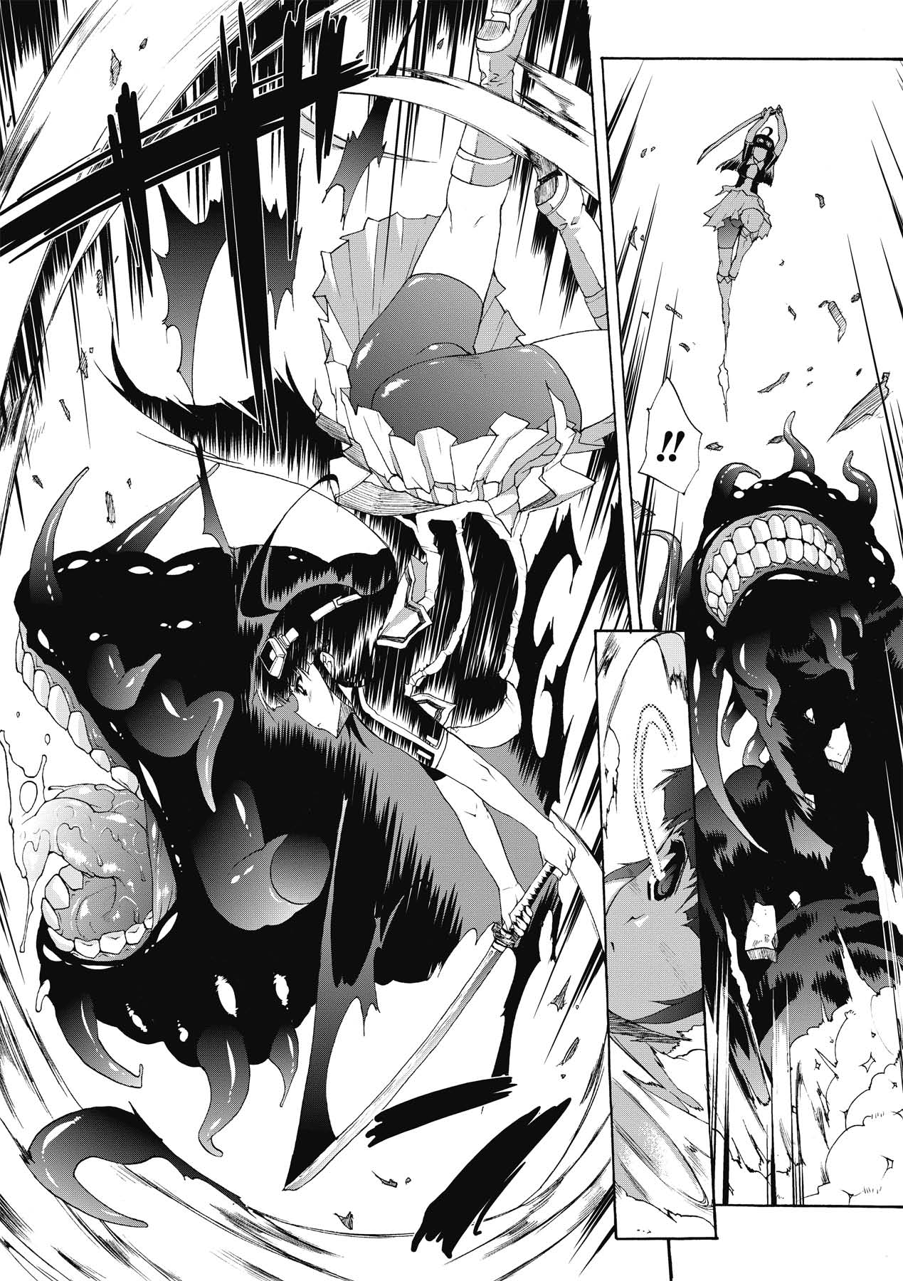 【エロ漫画】淫術の館に女は行き少女を助けたが、その少女が触手で襲ってきて拘束され快楽漬けの屈辱を味わう。【エレクトさわる：淫術の館】