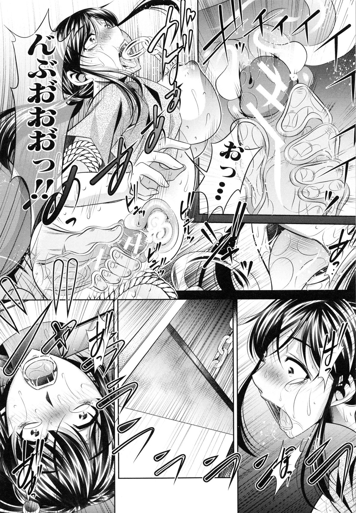 【エロ漫画】村の風習で襲われちゃうかわいそうなツインテールのJK…緊縛されてレイプでド変態なトロ顔に集団セックスしちゃう！【NABURU：私が代わりに】 22ページ
