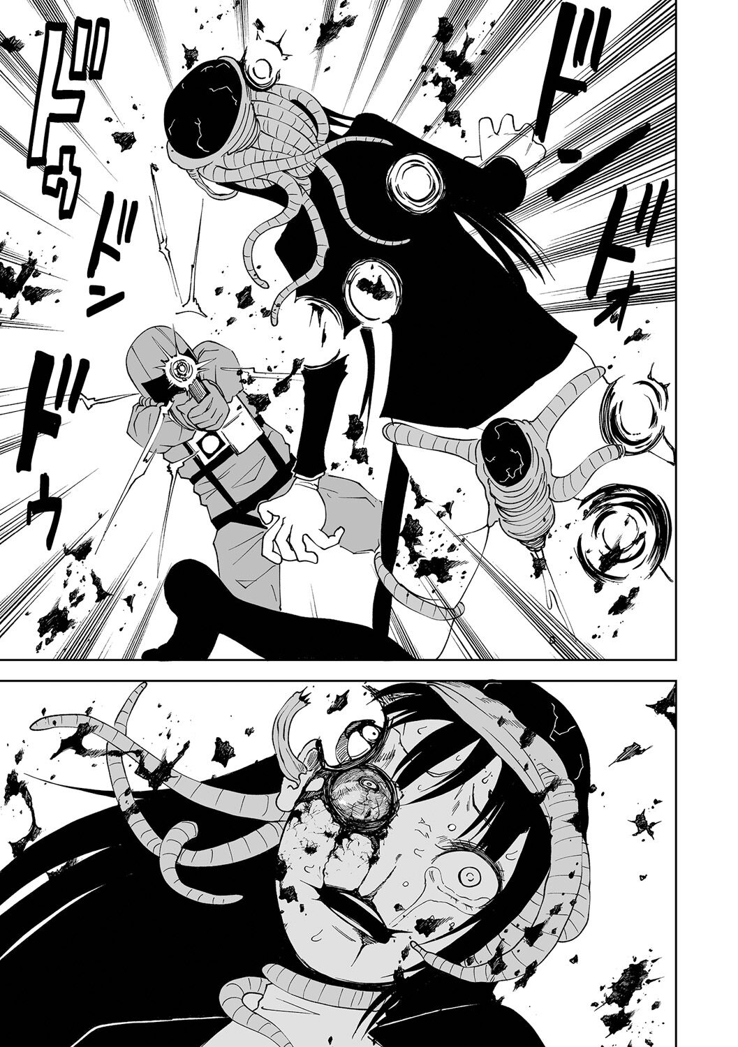 【エロ漫画】女性クルーの耳穴から脳内へと触手を伸ばして侵入する寄生体。異常な異常快感を得て挙動がおかしくなって男性クルーに命乞いをする【阪本KAFKA：異種姦インバーター】 17ページ