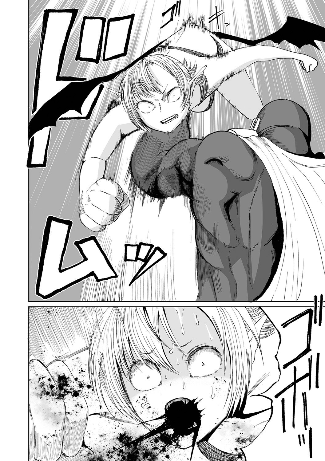 【エロ漫画】突然現れたヒーローにボコボコにやられてしまう3人の怪人お姉さん…あまりにも強すぎて容赦なく内蔵をえぐられて吊るされて燃やされてしまう【阪本KAFKA：正義の爆炎 ジャスティスレッド】 4ページ