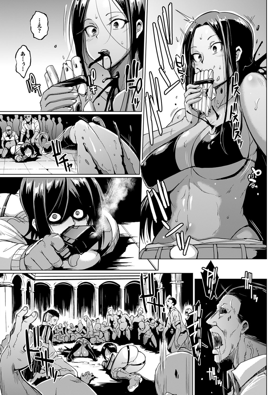 【エロ漫画】ゾンビに包囲された施設で負傷した仲間を支え、脱出を図るもゾンビたちに阻まれる女性隊員…輪姦レイプされて孕ませられてアへ顔で絶頂イキしちゃう【煌野一人：ヴードゥー・スクワッド】
